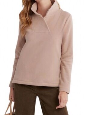 DUDLEY STEPHENS Sheffield Island Fleece Pullover in Khaki Rose